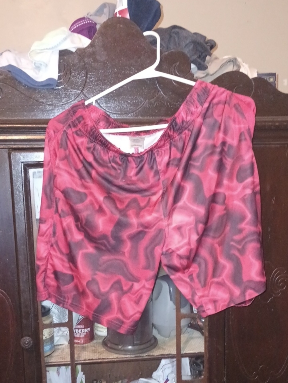 Kids Athletic Shorts - Red Marble Print